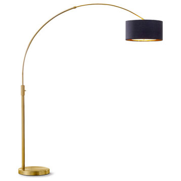 Orbita  81"H LED Dimmable Retractable Arch Floor Lamp, Bulb included, Antique Br