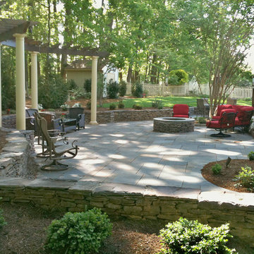 Flagstone Patio with Fire Pit and Arbor