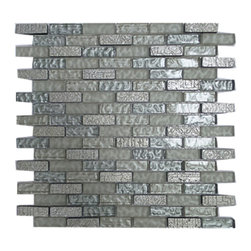 GL Stone Tile - Clear and Frosted Chrome Backed Glass With Matte Chrome Mosaic Tile, 11 Sheets - Mosaic Tile