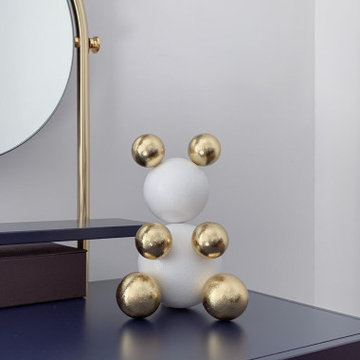 'White and Gold' Small Steel Bear