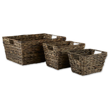 DII Asst Gray Wash Hyacinth Basket Set of 3