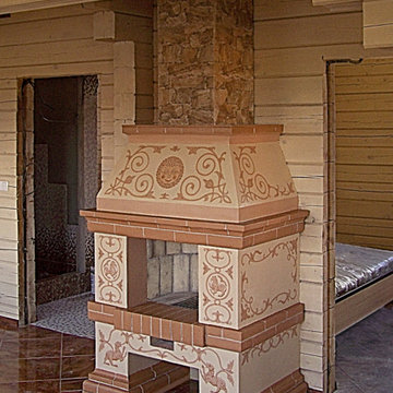 Роспись камина в русском стиле