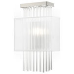 Livex Lighting - Contemporary Brushed Nickel ADA Wall Sconce - Dazzle contemporary decor schemes with the upscale feel of this elegant wall sconce. The Alexis fills a bling quotient with beautiful grade-A K9 crystal rods that cascades from a brushed nickel base with a hand crafted translucent shade.