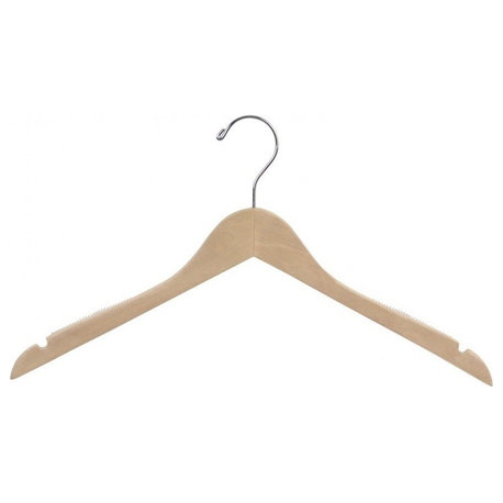 Petite Top Hanger With Natural Finish and Inset Rubber Strips, Box of 25