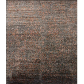 Charcoal Copper Hand Knotted Viscose from Bamboo Mirage Area Rug by Loloi, 2'0"x