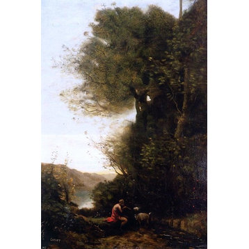 Jean-Baptiste-Camille Corot Goatherd Charming His Goat With a Flute Wall Decal