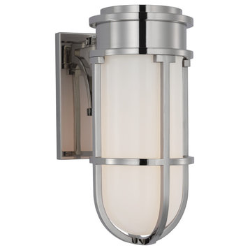 Gracie Tall Bracketed Sconce in Polished Nickel with White Glass