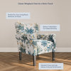 High Wingback Linen Armchair, Green Blue Floral