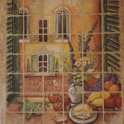 Italian Window Scene Mural - Artwork