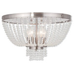 Livex Lighting - Ceiling Mount With Clear Crystals, Brushed Nickel - A beautiful cascade of clear crystal beads creates a striking effect of refracted light. This five light flush mount is finished in a hand appled winter gold finish mixing traditional refinement with modern style. Place this crystal flush mount in both contemporary and time-honored spaces for the perfect look