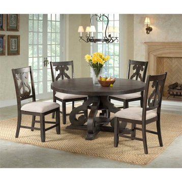 Picket House Furnishings Stanford 5 Piece Round Dining Set in Walnut