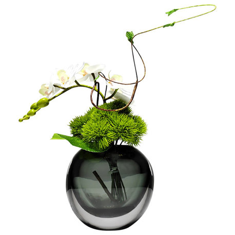 Artificial Flower Arrangement in Vase, Centerpiece Fake Flower Decor, Green