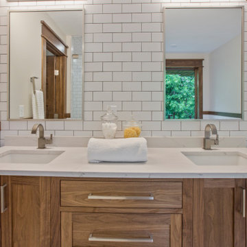 Hoboken New Jersey | Mid Century Modern White and Wood Bathroom Remodel