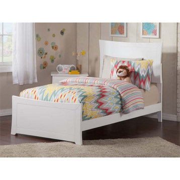 Leo & Lacey Solid Wood Twin XL Bed with Footboard and USB Charger in White