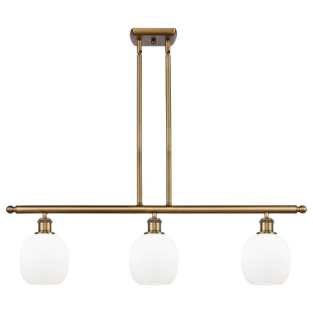 Belfast 3-Light Island-Light, Brushed Brass, Matte White