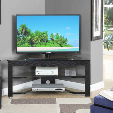 Designs2Go Classic Glass Wood and Glass TV Stand