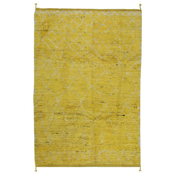 Moroccan Beni Ourain Berber Weave Rug, Yellow, 6'10"x10'1"