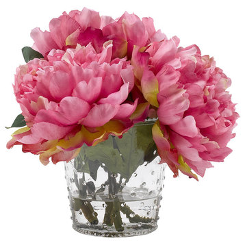Pink Peonies, Glass Vase