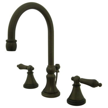 Widespread Bathroom Faucet, 2 Levers Handles & Pop Up Drain, Bronze