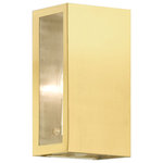 Livex Lighting - Winfield 2 Light Satin Gold Outdoor ADA Medium Sconce - The Winfield outdoor wall sconce is made from hand crafted stainless steel with a satin gold finish and features a rectangular shaped frame with clear glass. This light can be used for outdoor or indoor purposes and can fit any decor style.