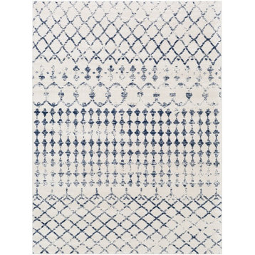 Surya Roma ROM-2342 108 x 147" Rectangle Fabric Rug in Dark Blue/White