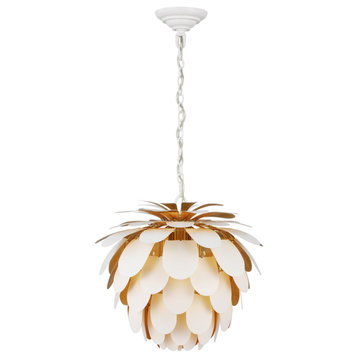 Cynara Small Chandelier in White and Gild