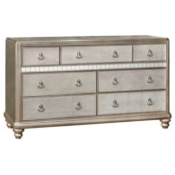 Bowery Hill 7 Drawer Dresser in Metallic Platinum and Silver
