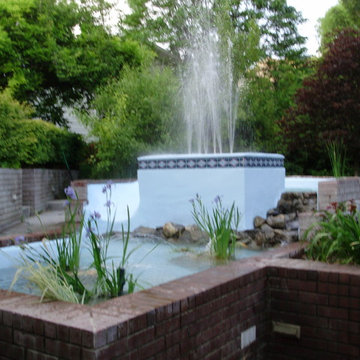 Coy pond with a wedding fountain