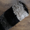 Hand Tufted Shag Polyester Area Rug Geometric Black Beige
