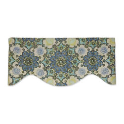 Priority Home and Design - Waverly Incense Wheel Prussian Slubbed Cotton Valance - Valances