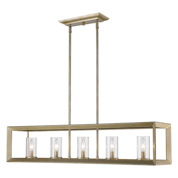 Smyth Linear Pendant, Clear Glass, White Gold