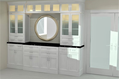 Dining room built in sideboard with glass display case for china and crystal