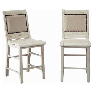 Willow Dining Counter Upholstered Chair, Distressed White