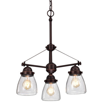 Yellowstone 3-Light Oil Rubbed Bronze Chandelier With Seeded Glass Shade