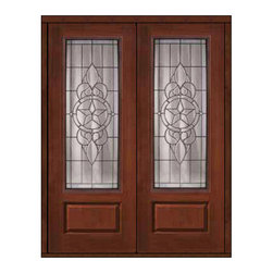 Prehung Entry Double Door 96 Fiberglass Brazos 1 Panel 3/4 Lite Glass - Front Doors