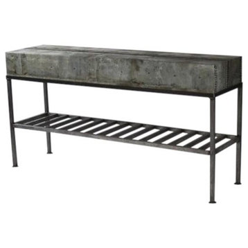 Console BURKE Oyster Gray Patched Recycled Metal Reclaimed
