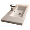 Rectangular White Ceramic Wall Mounted, or Built-In Sink, One Hole