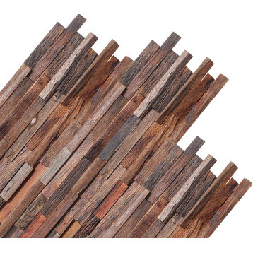 3D Reclaimed Rectangular Solid Barn Wood Panels 10.4sqft per Box, Mix Brown