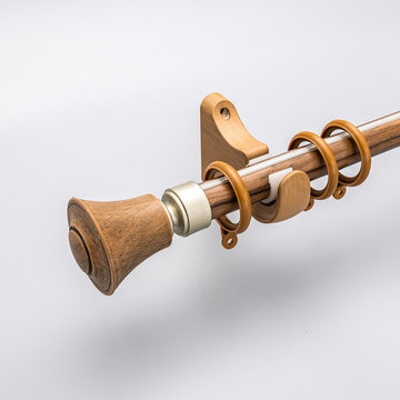 QYRZ05 Luxury 28mm Wood Grain Aluminum Alloy Single Double Curtain Rod Sets