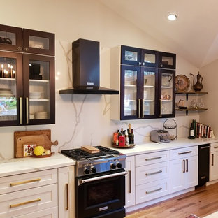 Custom Espresso Face-Frame & Doors on White Shaker Cabinet.