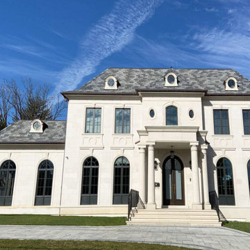 Limestone exterior with grand columns in North York