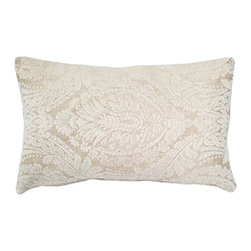 Pillow Decor - Jacquard Damask in Cream Throw Pillow 12x19 - Decorative Pillows