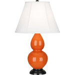 Robert Abbey - Robert Abbey 1655 Small Double Gourd - One Light Table Lamp - Shade Included: TRUE  Cord Color: BlackSmall Double Gourd One Light Table Lamp Pumpkin Glazed/Deep Patina Bronze Ivory Silk Stretched Fabric Shade *UL Approved: YES *Energy Star Qualified: n/a  *ADA Certified: n/a  *Number of Lights: Lamp: 1-*Wattage:150w E26 Medium Base bulb(s) *Bulb Included:No *Bulb Type:E26 Medium Base *Finish Type:Pumpkin Glazed/Deep Patina Bronze
