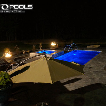 Fiberglass Pool 16' x 41' with 9' x 9' Spa