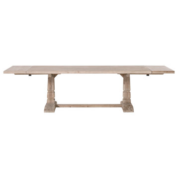 Star International Furniture Bella Antique Hayes Wood Dining Table in Smoke Gray
