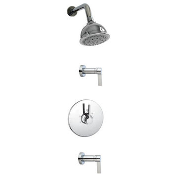 Nature Thermostatic Tub and Shower Set With Levers, Brushed Nickel
