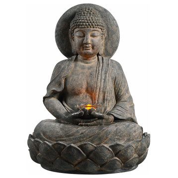 Outdoor Buddha Water Fountain w/ LED Lights