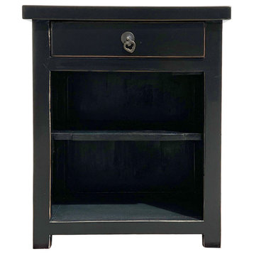 Simple Oriental Black Open Shelf End Table Nightstand Small Cabinet Hcs7667