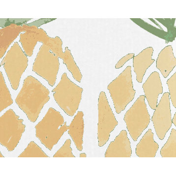 18"x30" 3 Pineapples, Geometric Print Kitchen Towel, Gold