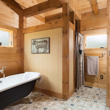 Log Home Master Bath Modern-Day Farmhouse